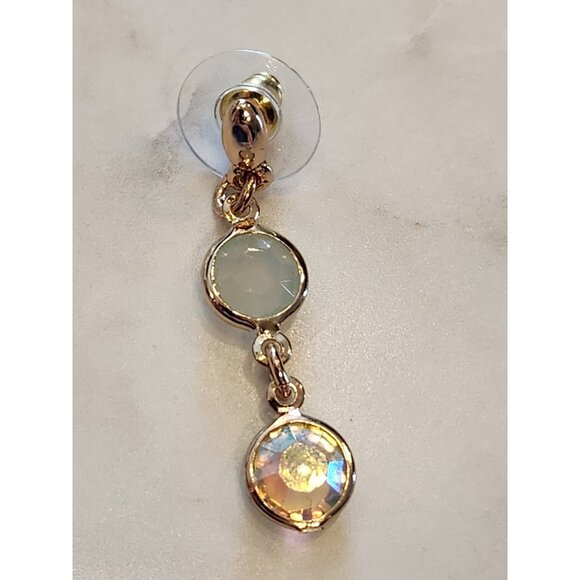 Gloria Vanderbilt Gold-Tone Dangle Earrings With Iridescent Crystal Accents - Picture 4 of 5